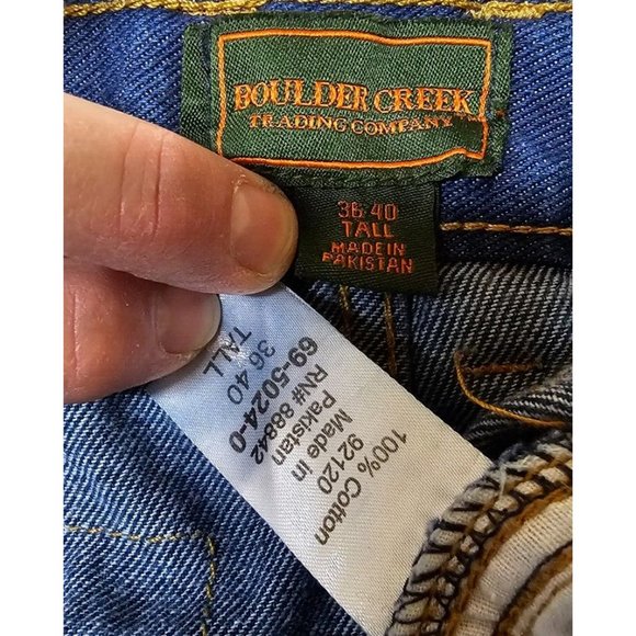 Boulder Creek Trading Company 34-38 Dark Wash High Rise Cargo Jeans 30" Inseam - Picture 12 of 15